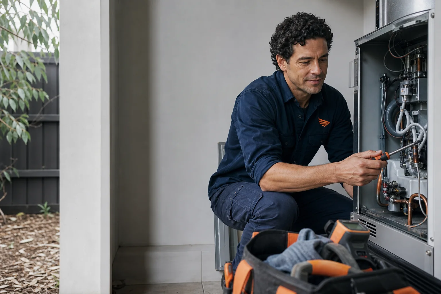 Licensed gasfitter servicing a residential ducted heater